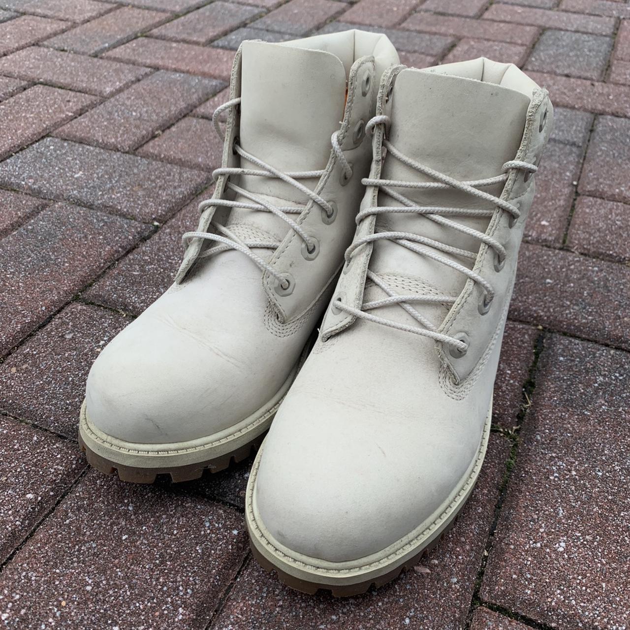 OMG the most gorgeous cream off white timberland... - Depop