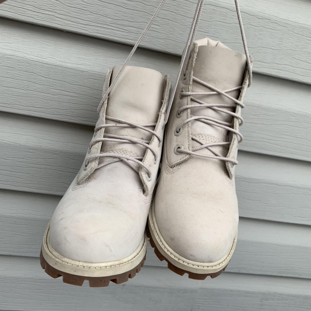 OMG the most gorgeous cream off white timberland... - Depop