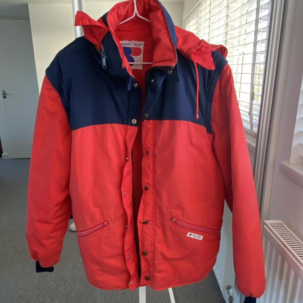Puffa Men's Red and Navy Jacket | Depop