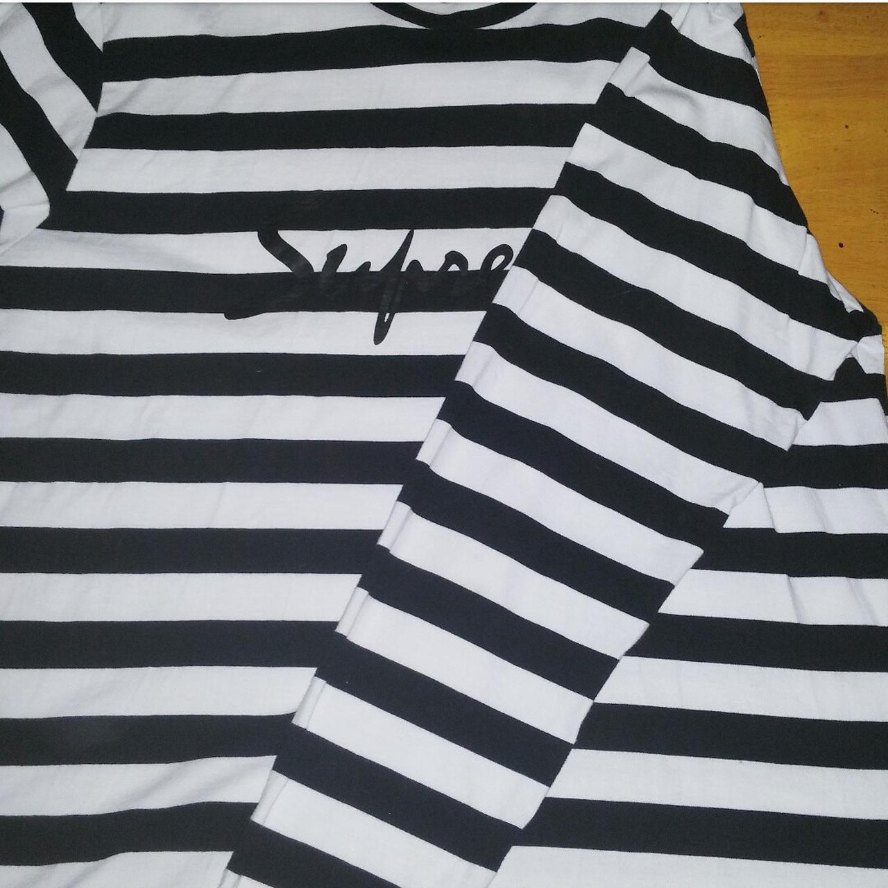 Supreme black and white long sleeve t-shirt Size... - Depop