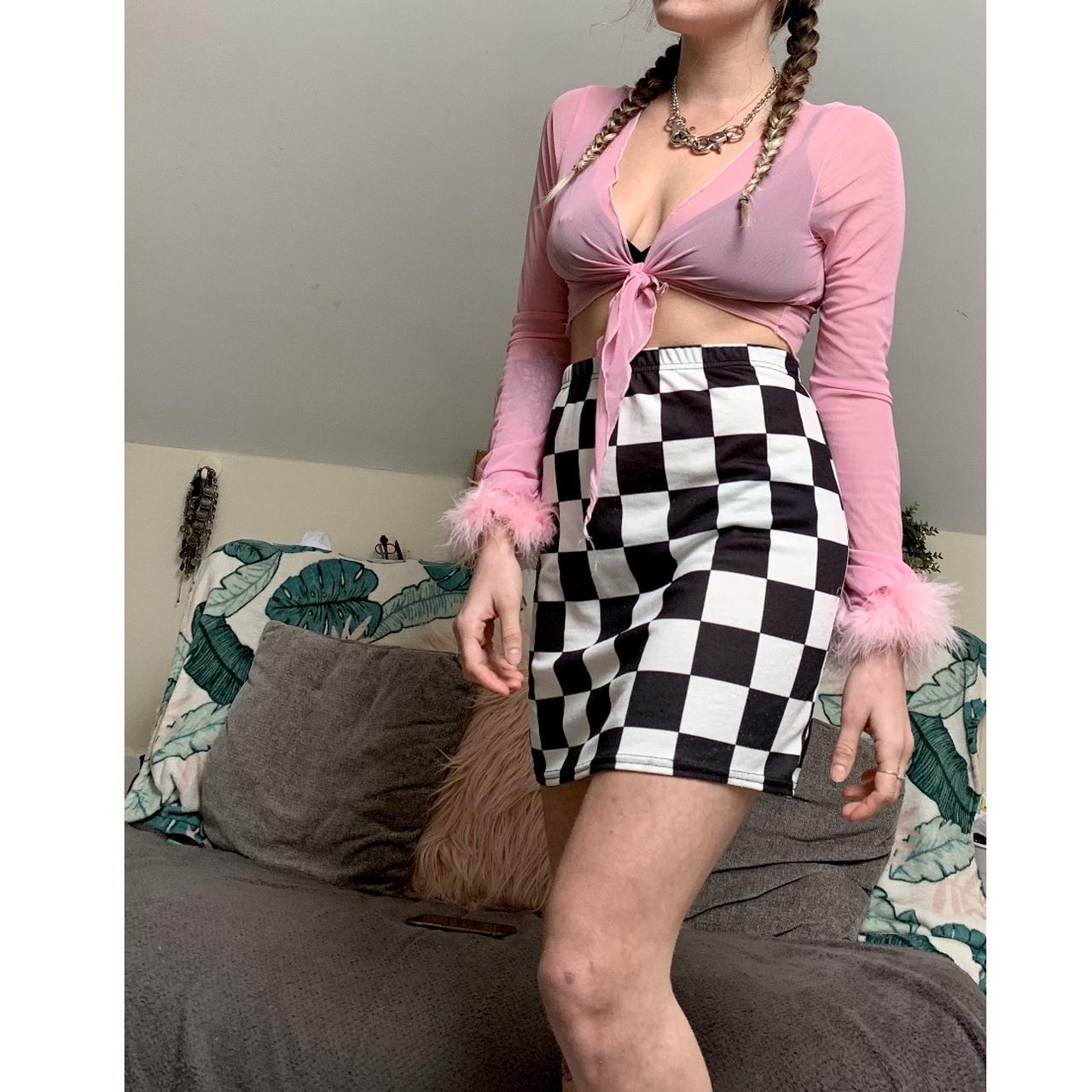 Checkered skirt black and white. So cute From. Depop