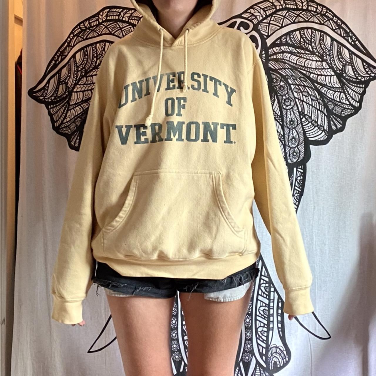 yellow UVM hoodie