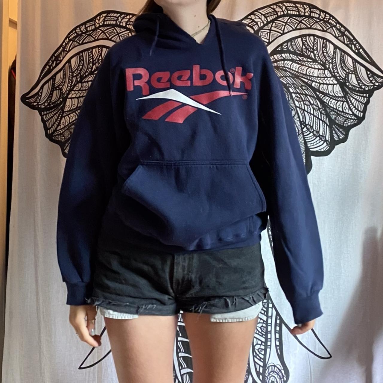 navy blue Reebok hoodie Depop