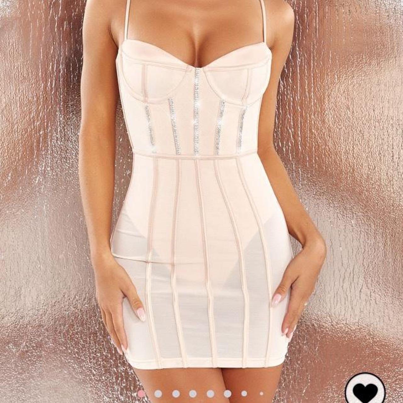 Oh Polly Keep In Line Embellished Sheer Satin... - Depop