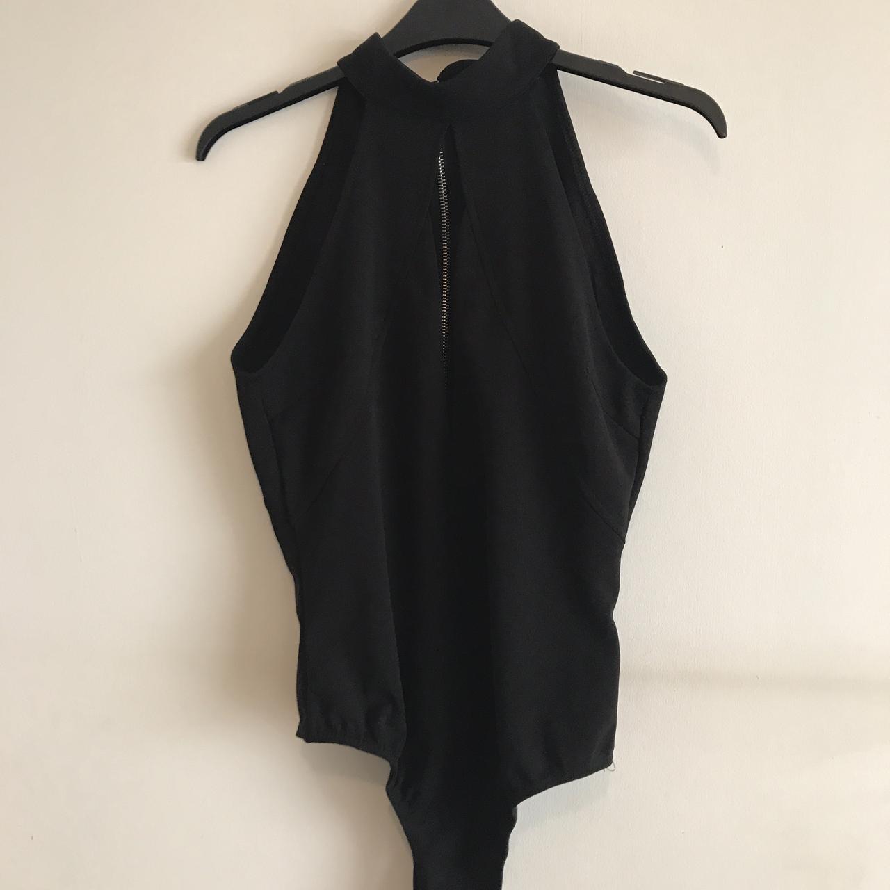 black open front cutout bodysuit missguided zip... - Depop