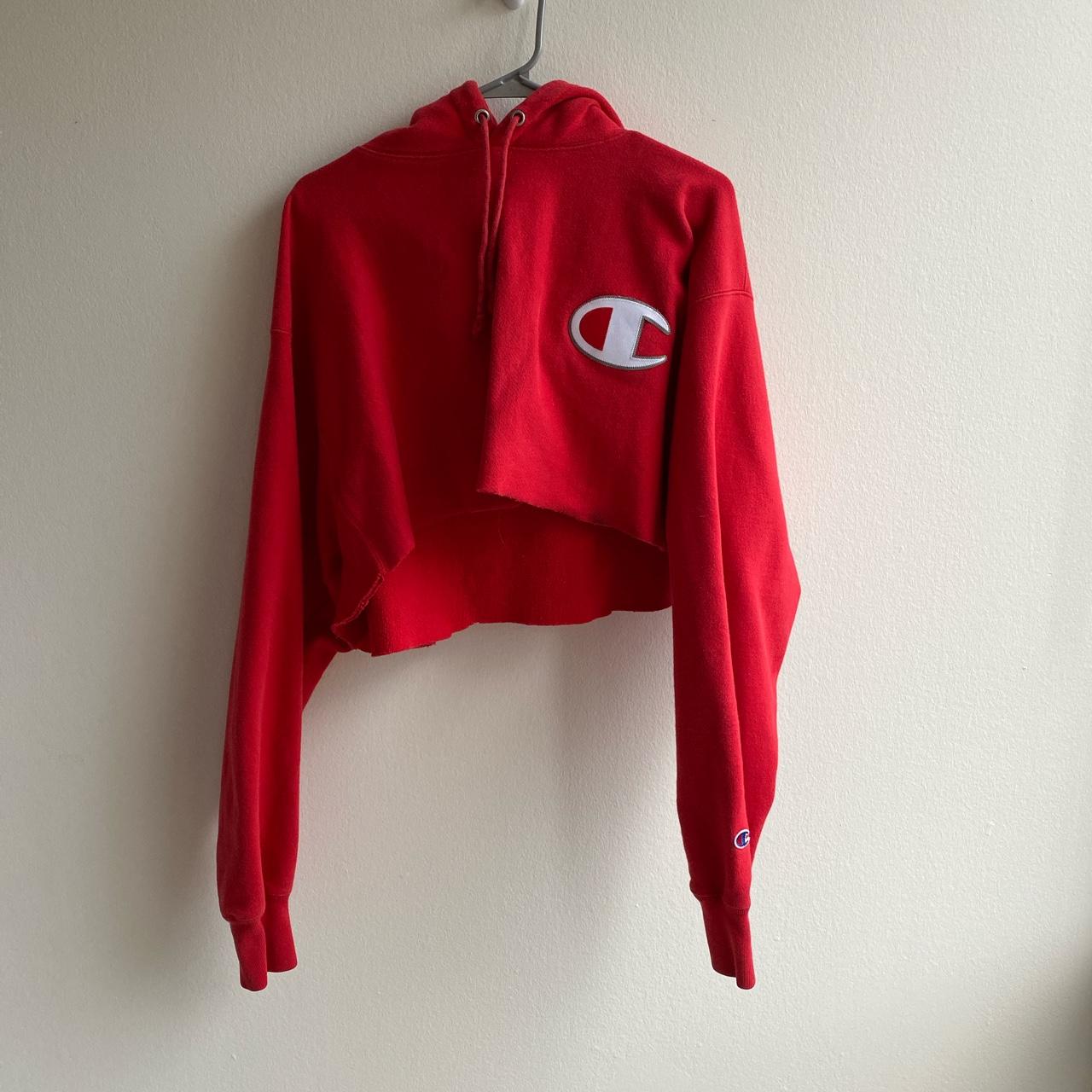 Vintage Champion Red cropped Is 2XL but Depop