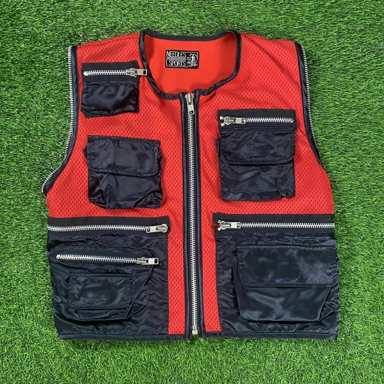 Needles Men's Red and Black Gilet