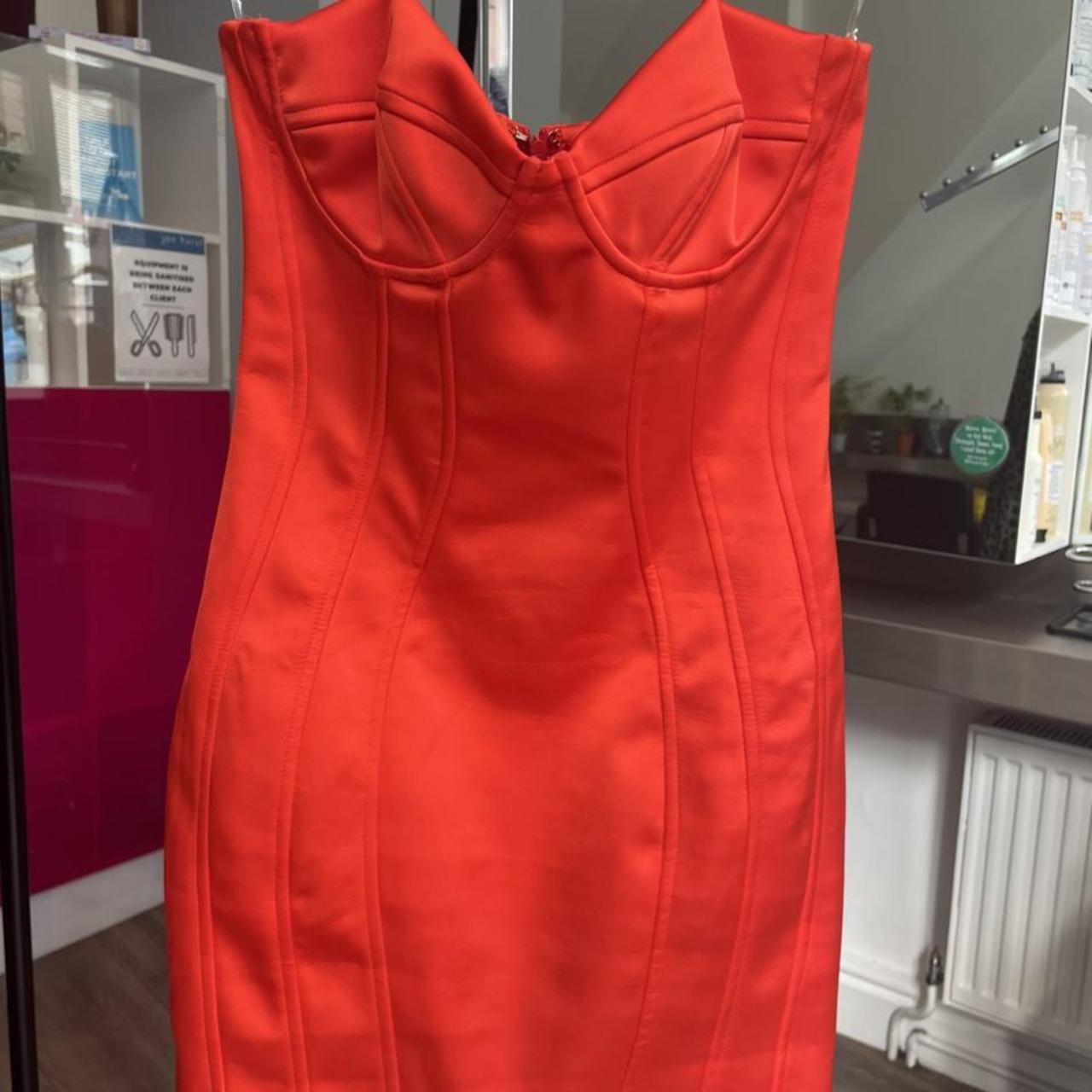 Orange satin oh Polly mini dress size 10 - never... - Depop