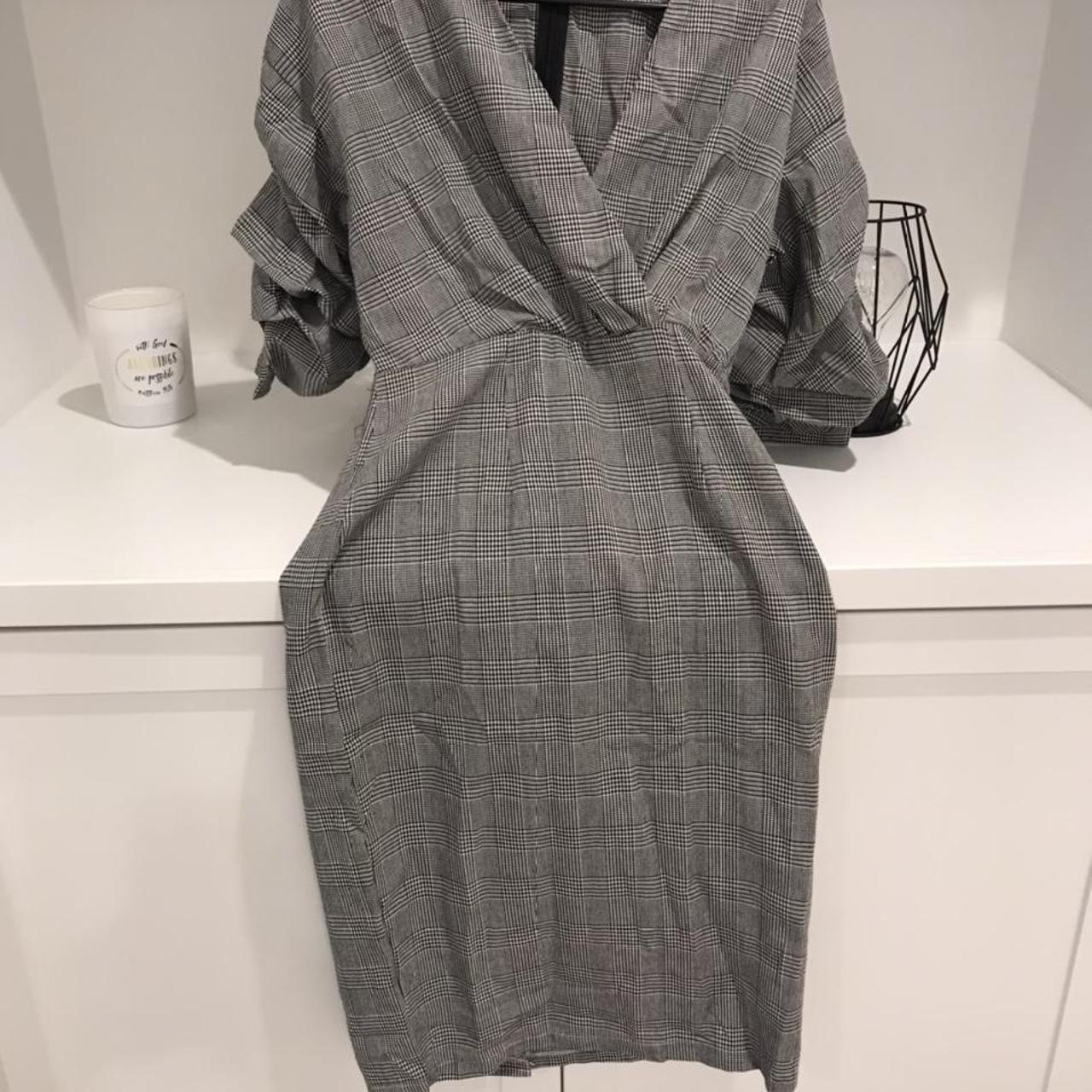 Gray past the knee dress by Settled Sizes available:... - Depop