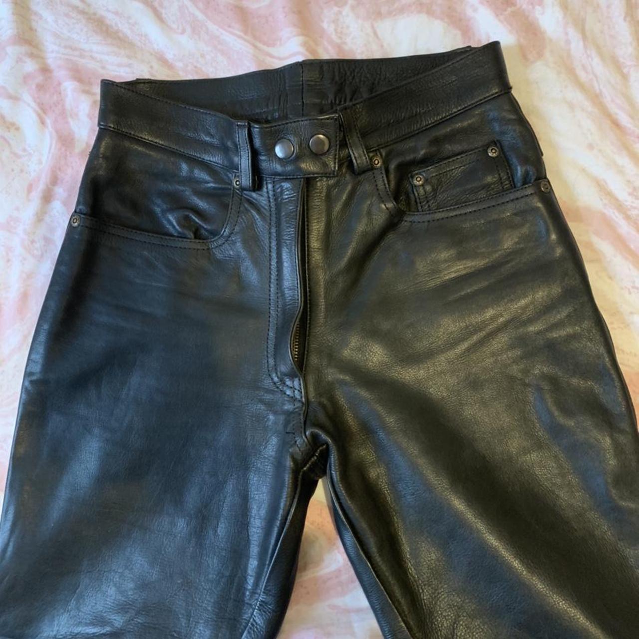 Amazing vintage real leather trousers. Really thick... - Depop
