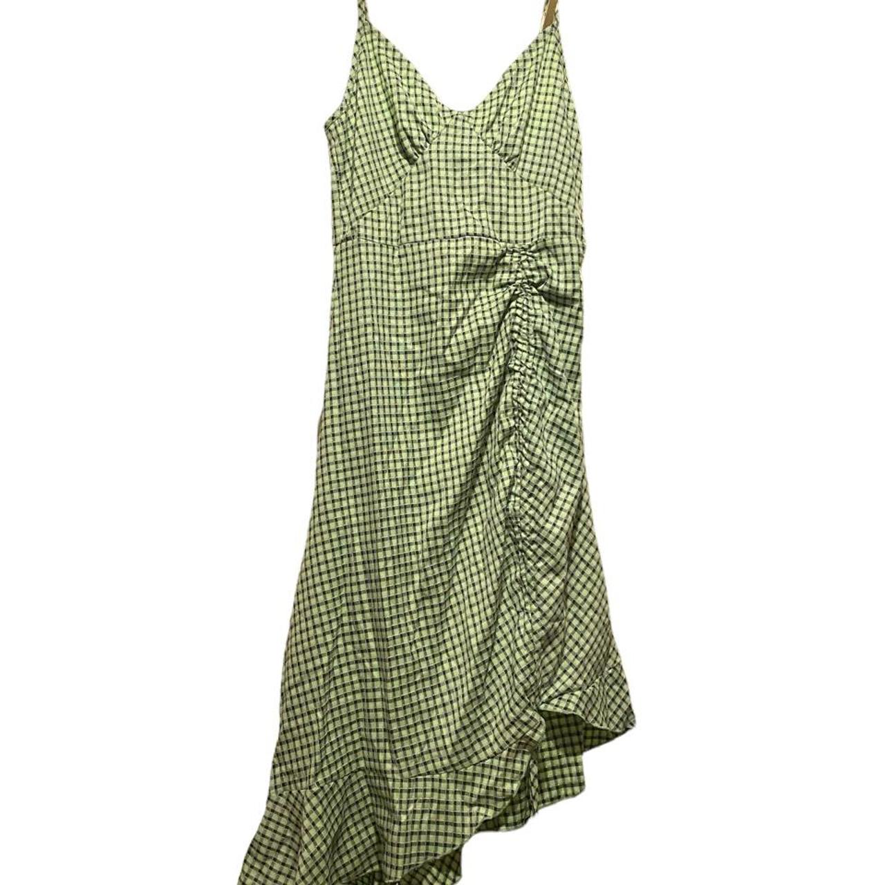 Cider green checked dress. Asymmetric hem and... Depop