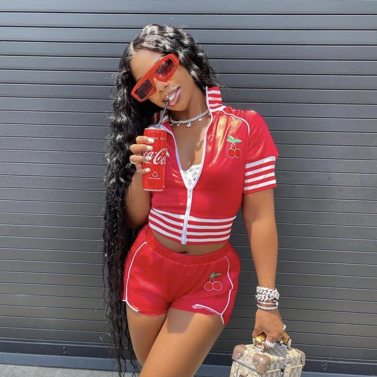 2 piece cherry tracksuit * brand new* Shorts and... Depop