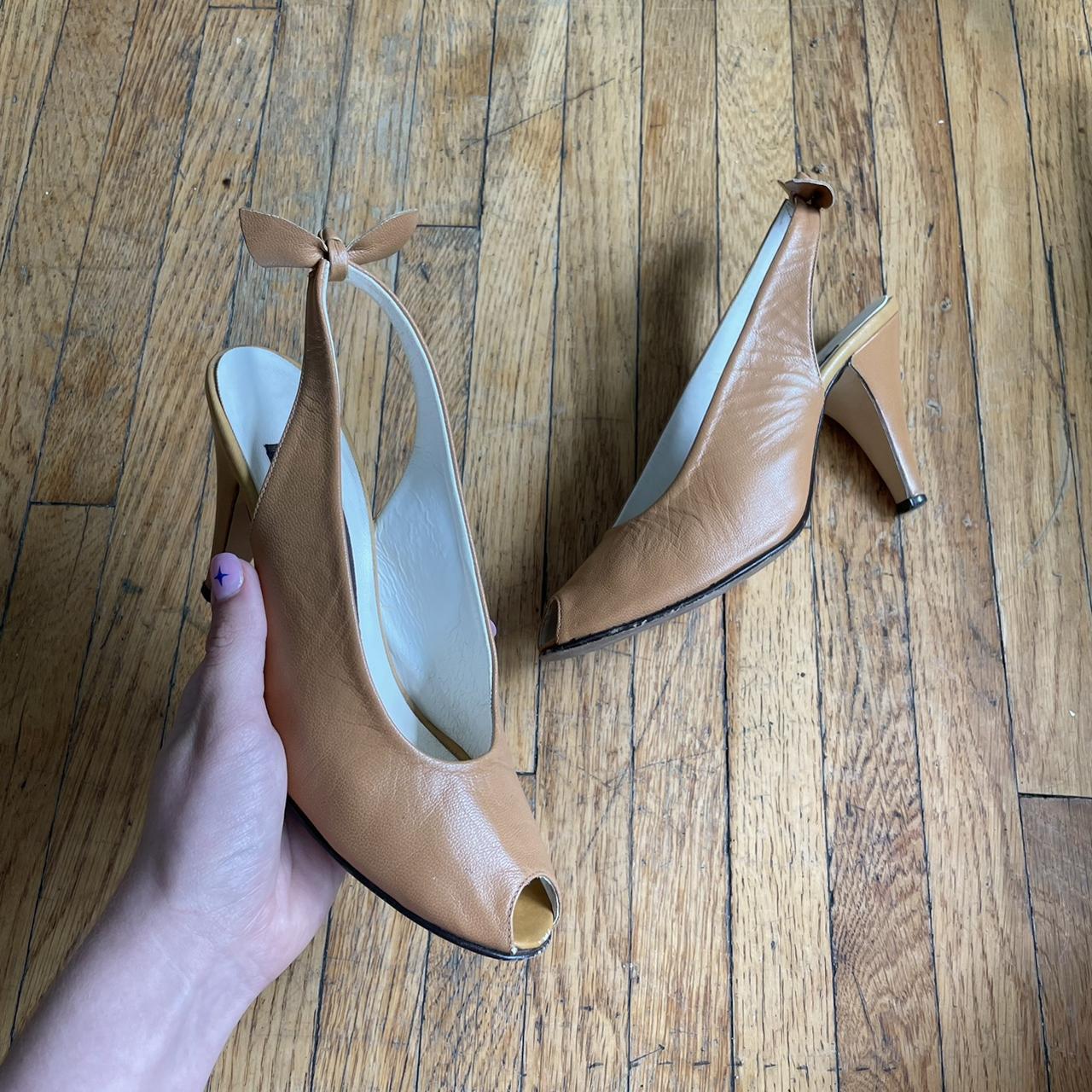 vintage slingback peep toe heels circa 1970 s