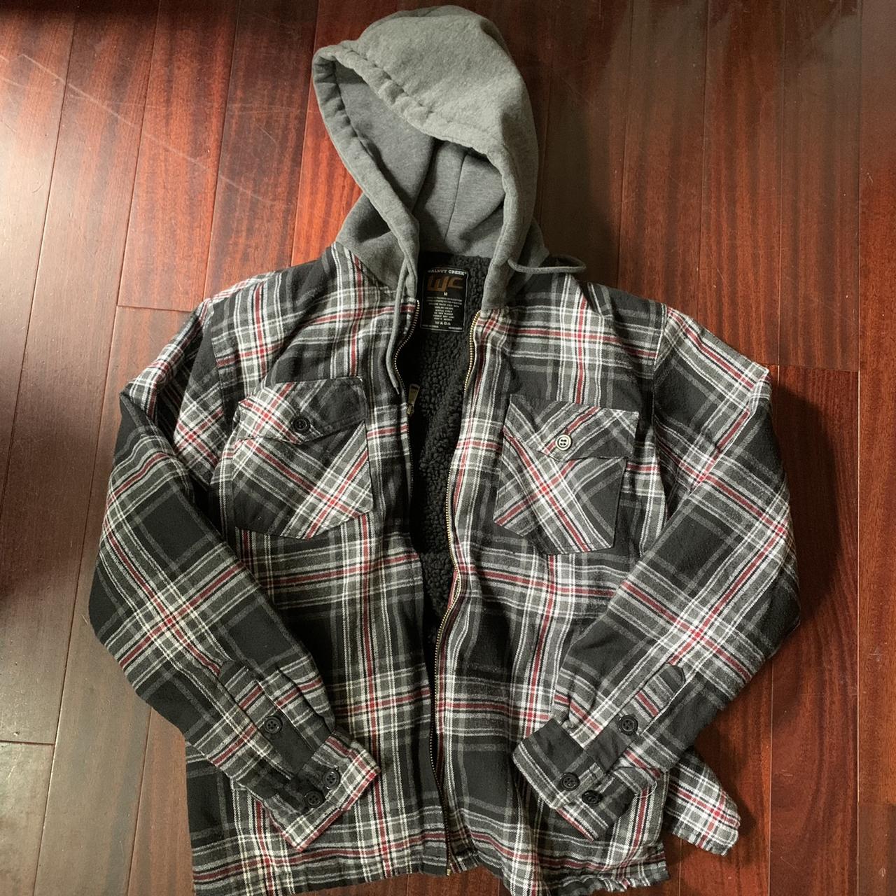 Mountain ridge flannel jacket with online hood