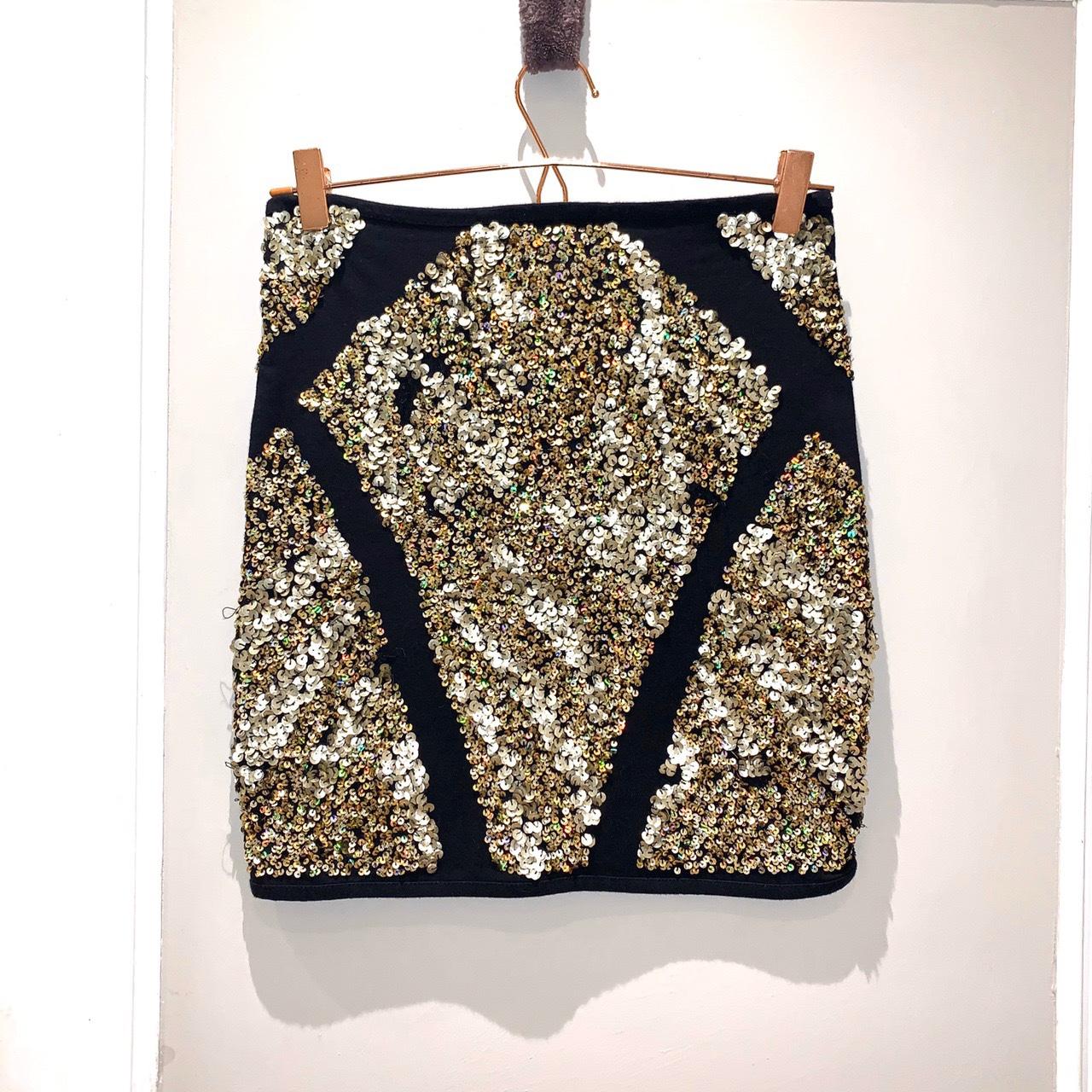 Gold sequin clearance skirt river island