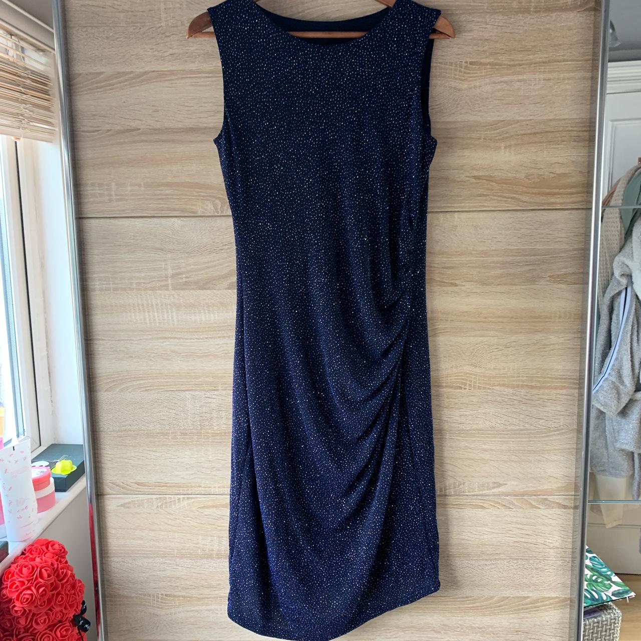 Prettylittlething Sequin Oversized Shirt Dress ROMAN Glitter Navy