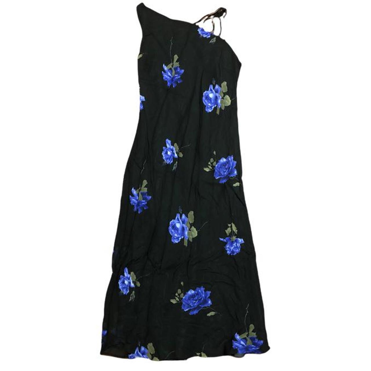 Blue Roses Women's Black and Blue Dress