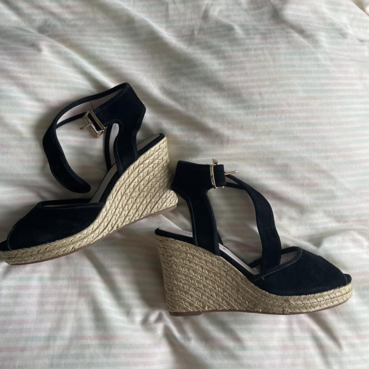 OFFICE black strap wedge heels - Barely worn , such... - Depop