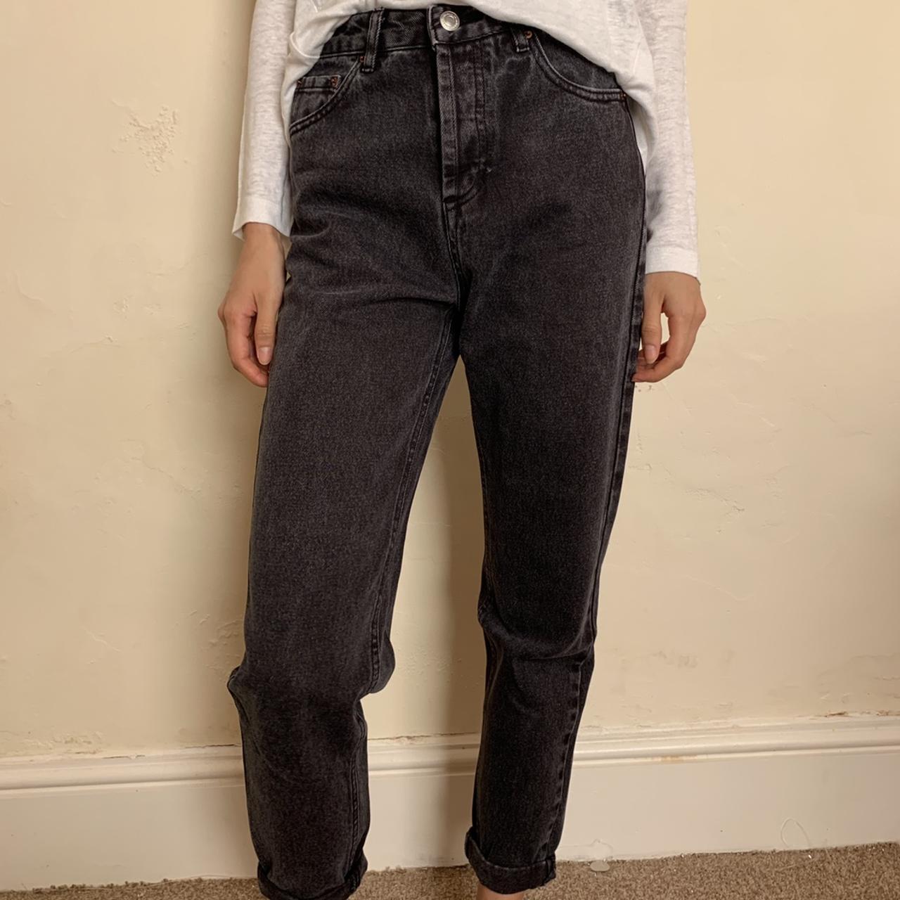 Mom Fit Pull And Bear Striped Mom Jeans Pull&bear Grey High