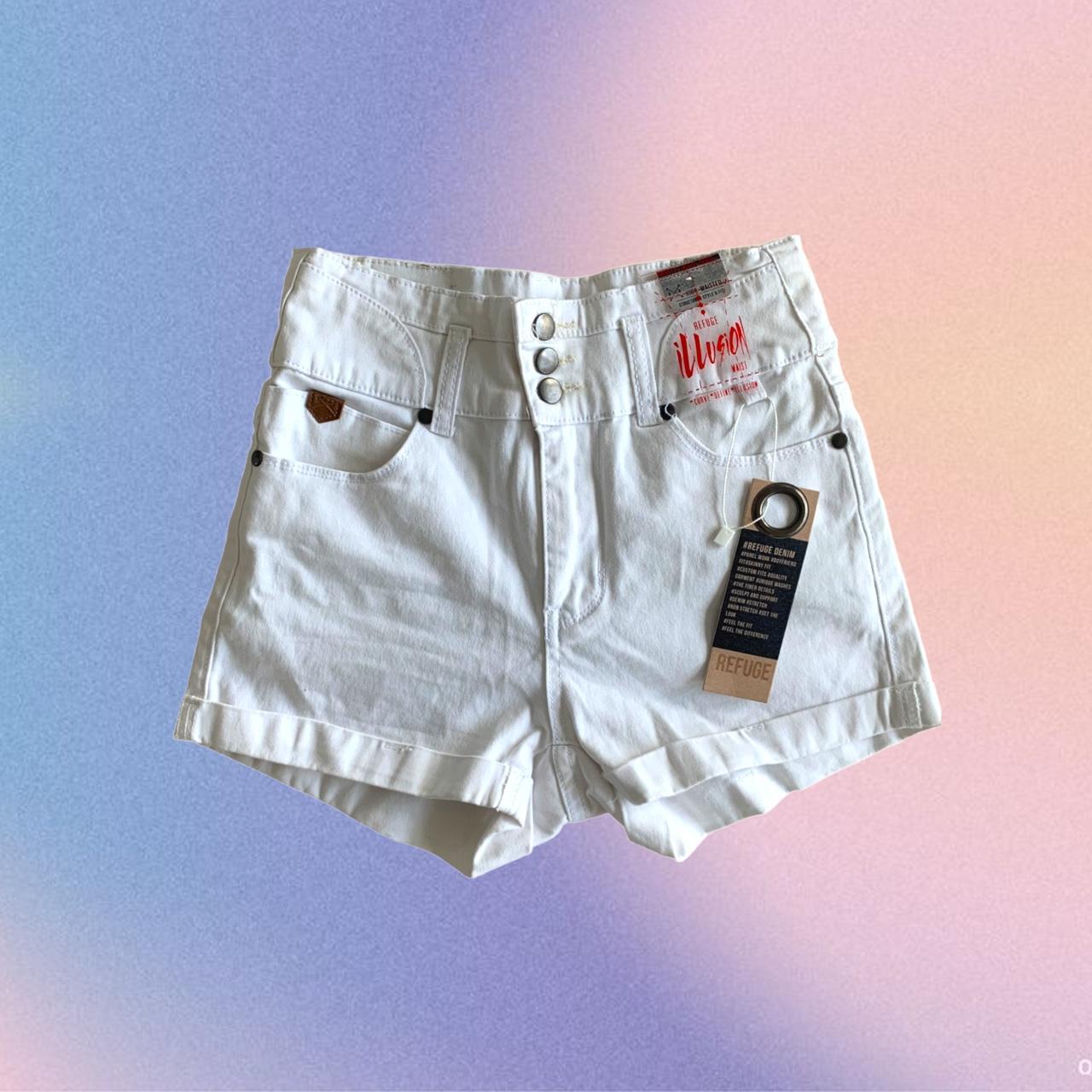 White high waisted shorts 🤍🤍 Super stretchy denim... - Depop