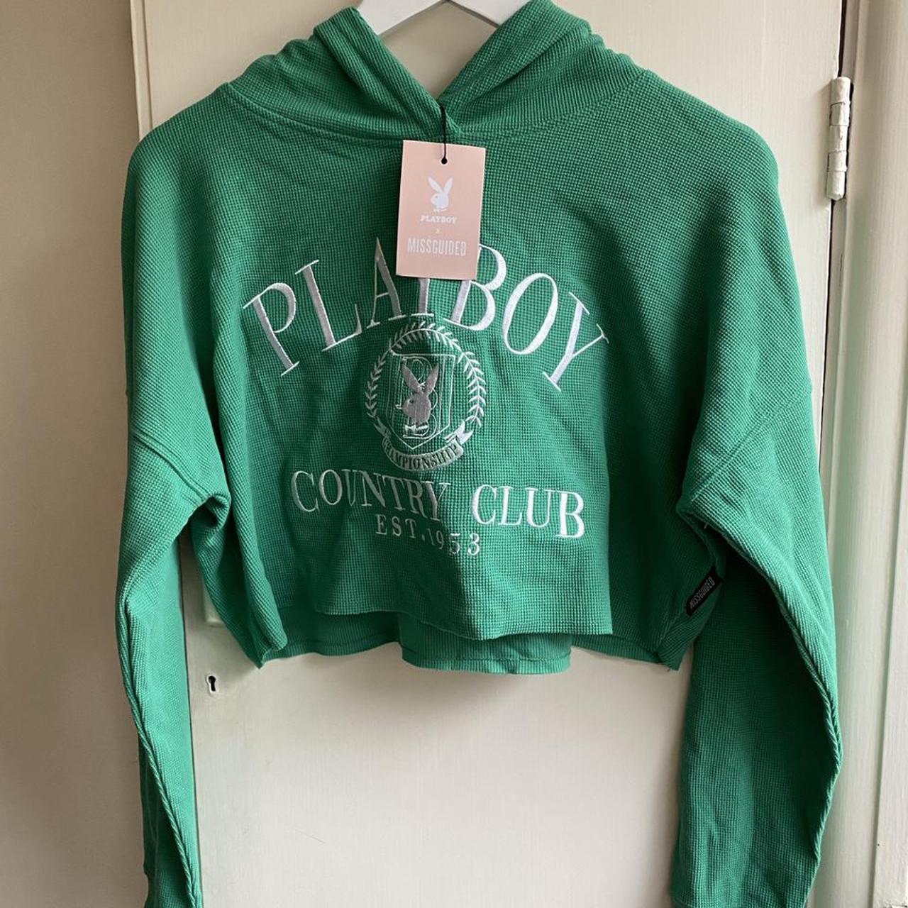 Playboy x MISSGUIDED green two piece, leggings and... - Depop