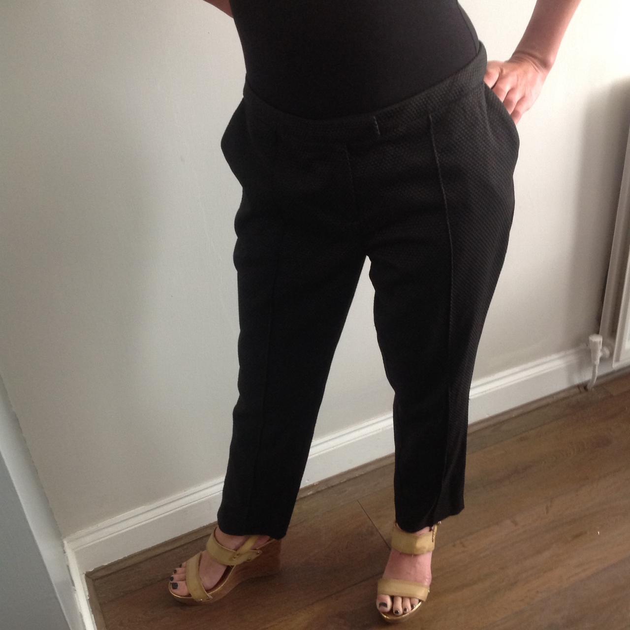 Primark black wide leg suit trousers, size 8 - Depop