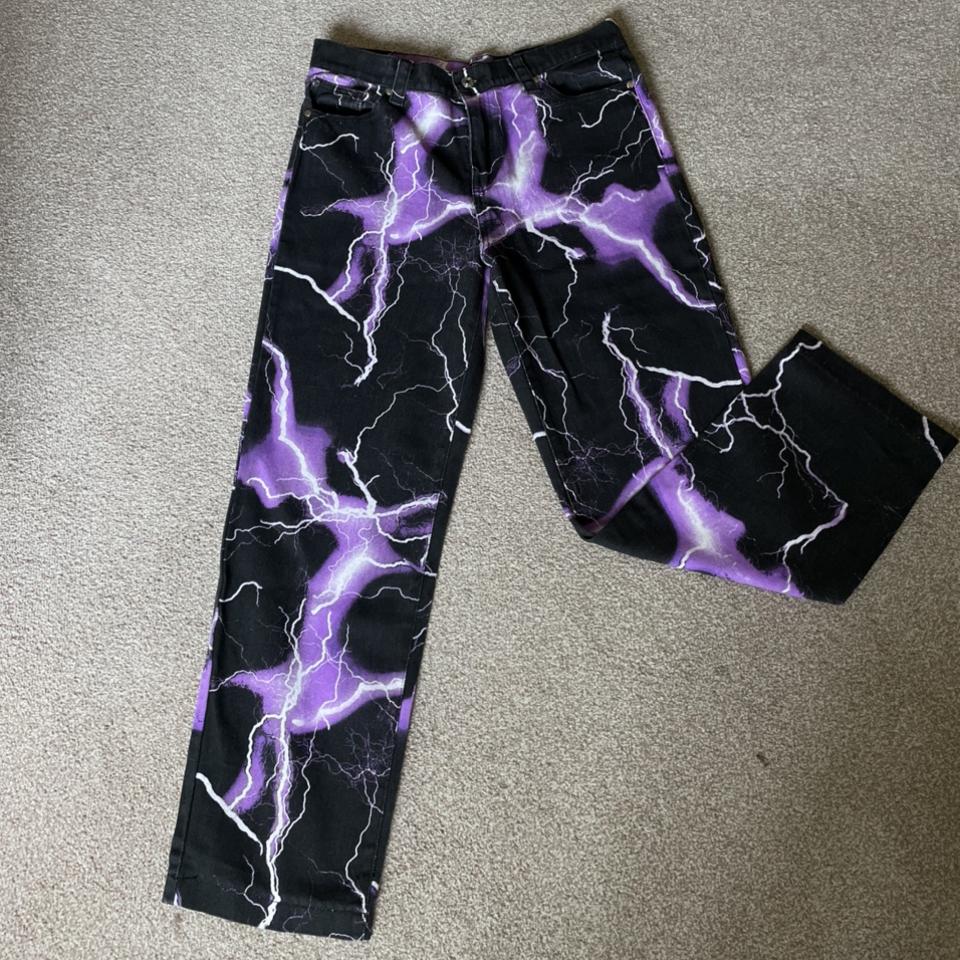 ⚡️PURPLE LIGHTNING PRINT SKATE JEANS⚡️ Purple... - Depop