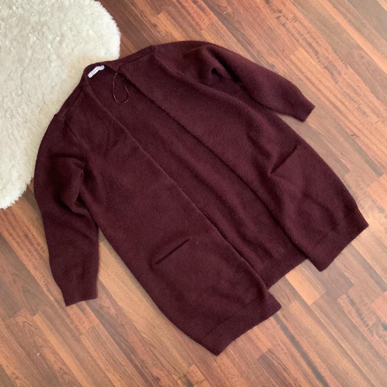 Cosy burgundy cardigan with long sleeves and... - Depop
