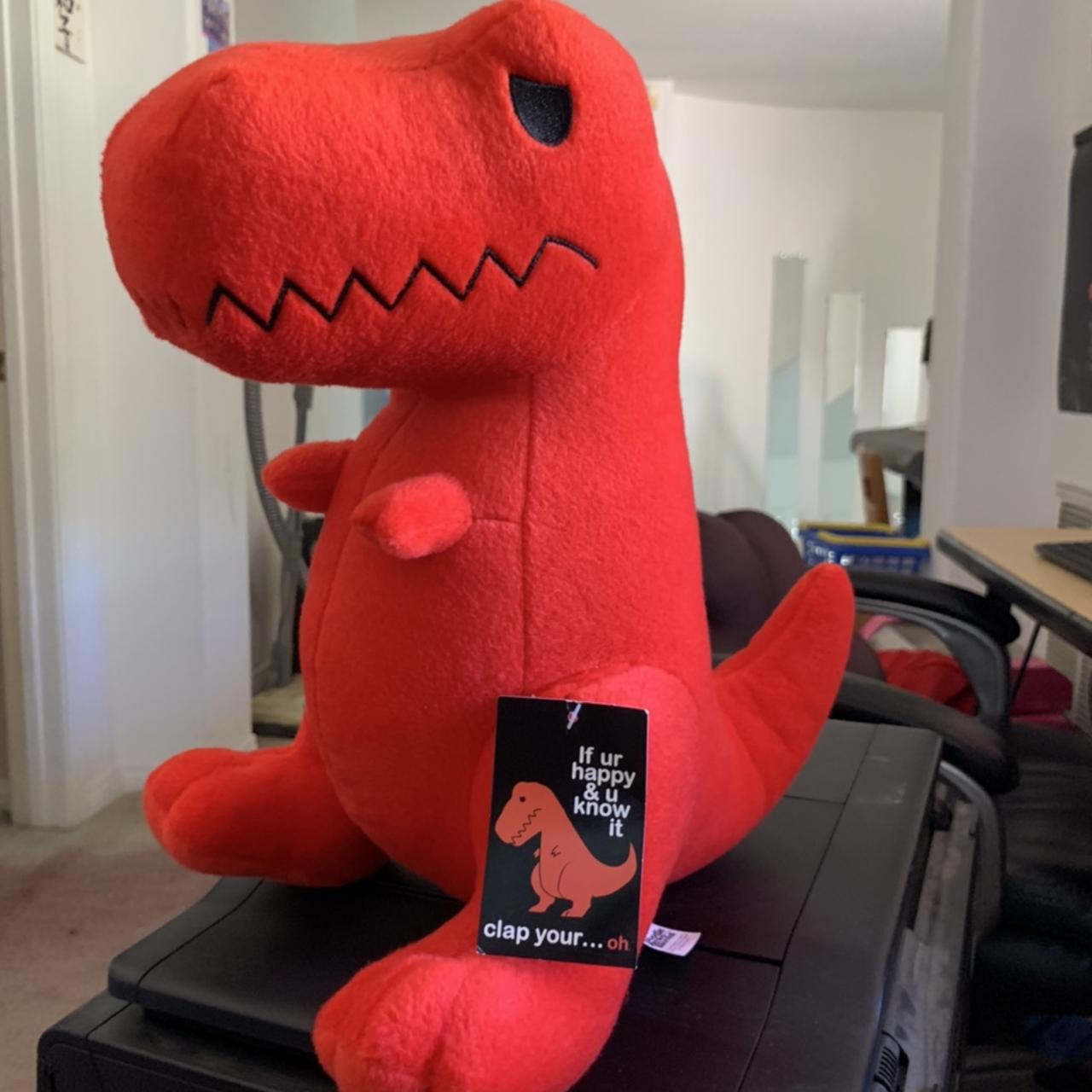 Red dinosaur stuffed sale animal