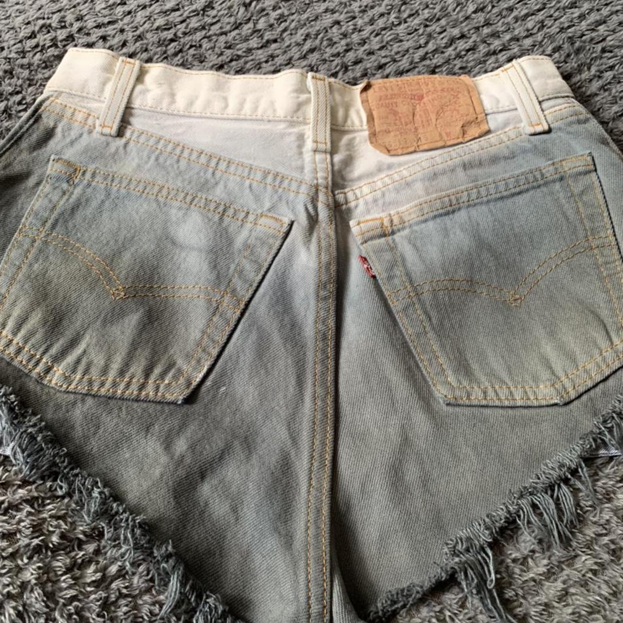 Grey & white denim Levi shorts. Size S ️‍🔥 #levis... - Depop