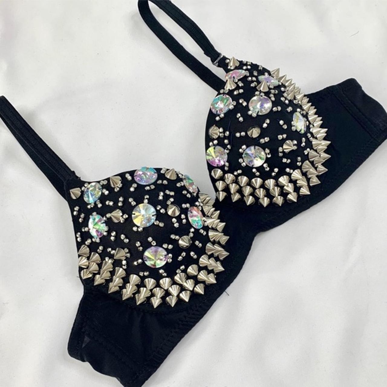Diamanté studded bra with removable straps. Size... Depop