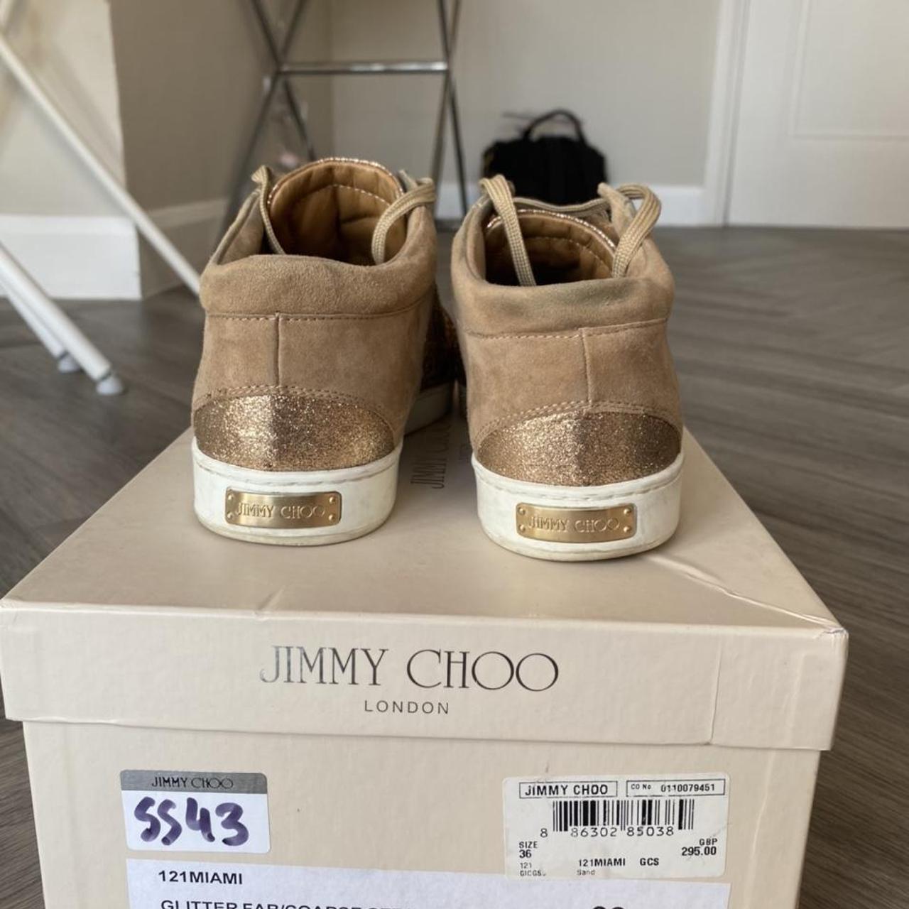 Gold jimmy cheap choo trainers