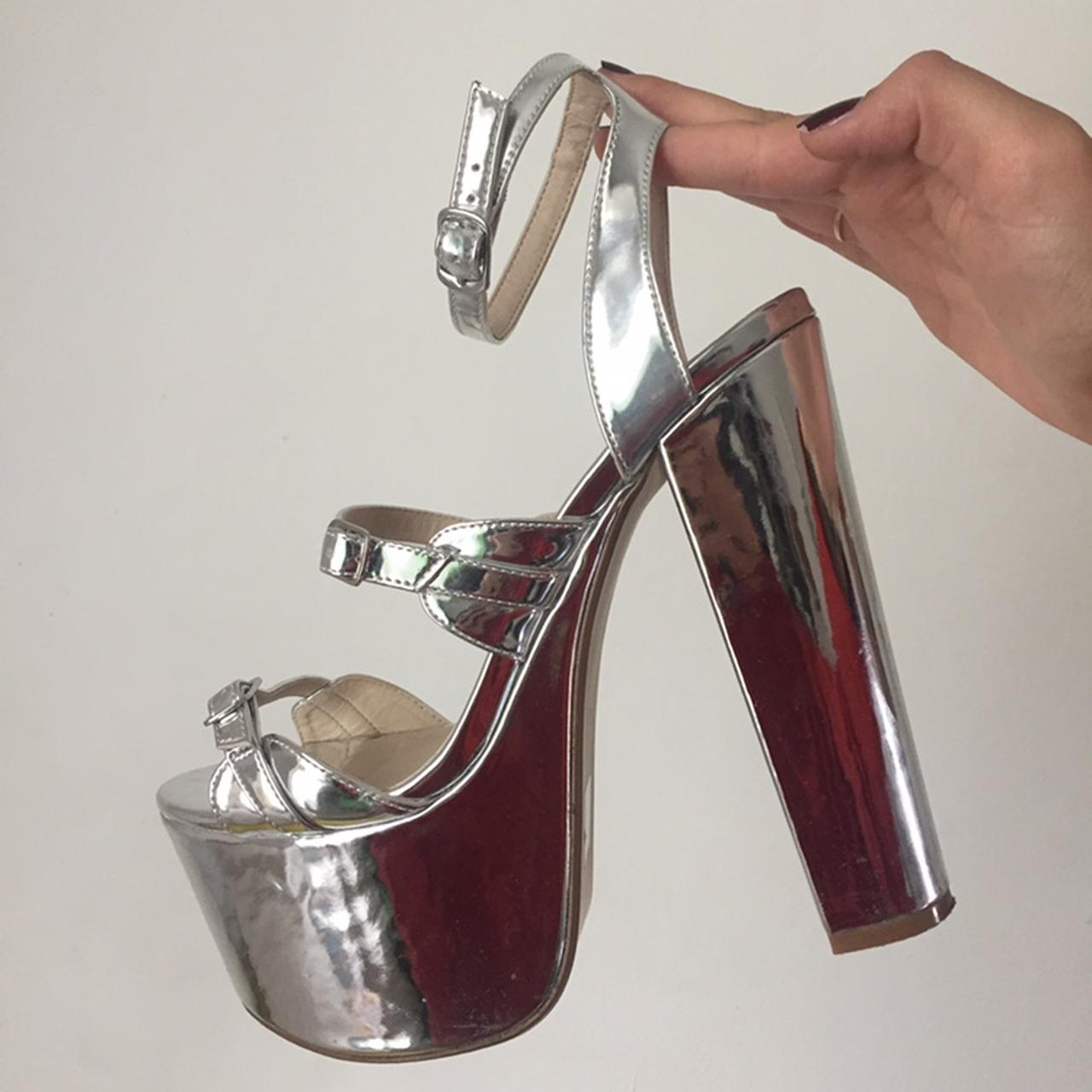 Silver mirror hot sale high heels