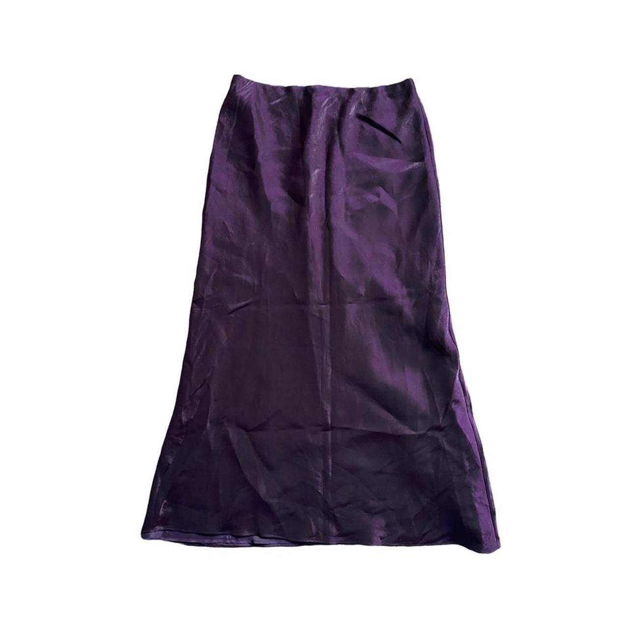 vintage late 90s dark purple iridescent maxi skirt... - Depop