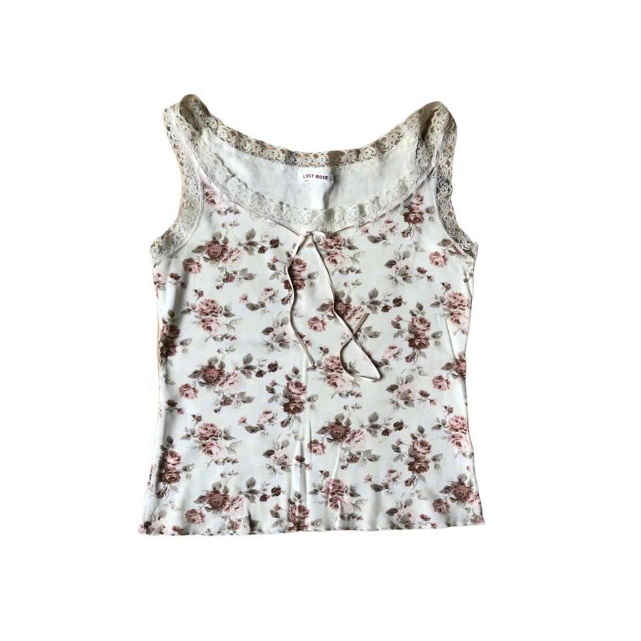Japanese brand L’est rose tank top, Soft cotton with...