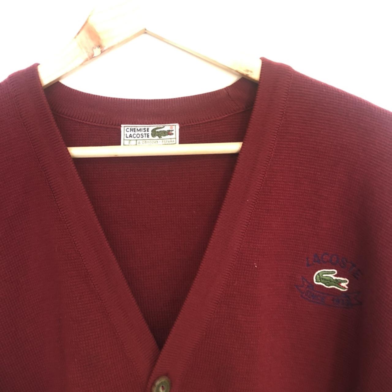 Vintage Lacoste cardigan Red. Size L with a boxy... - Depop