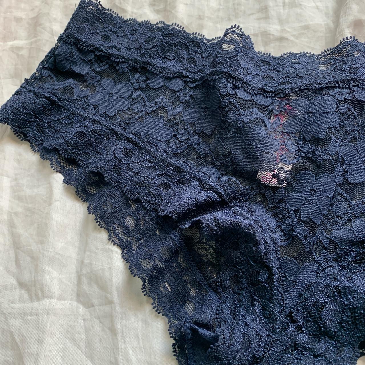 underwear navy blue lace underwear cheeky... - Depop