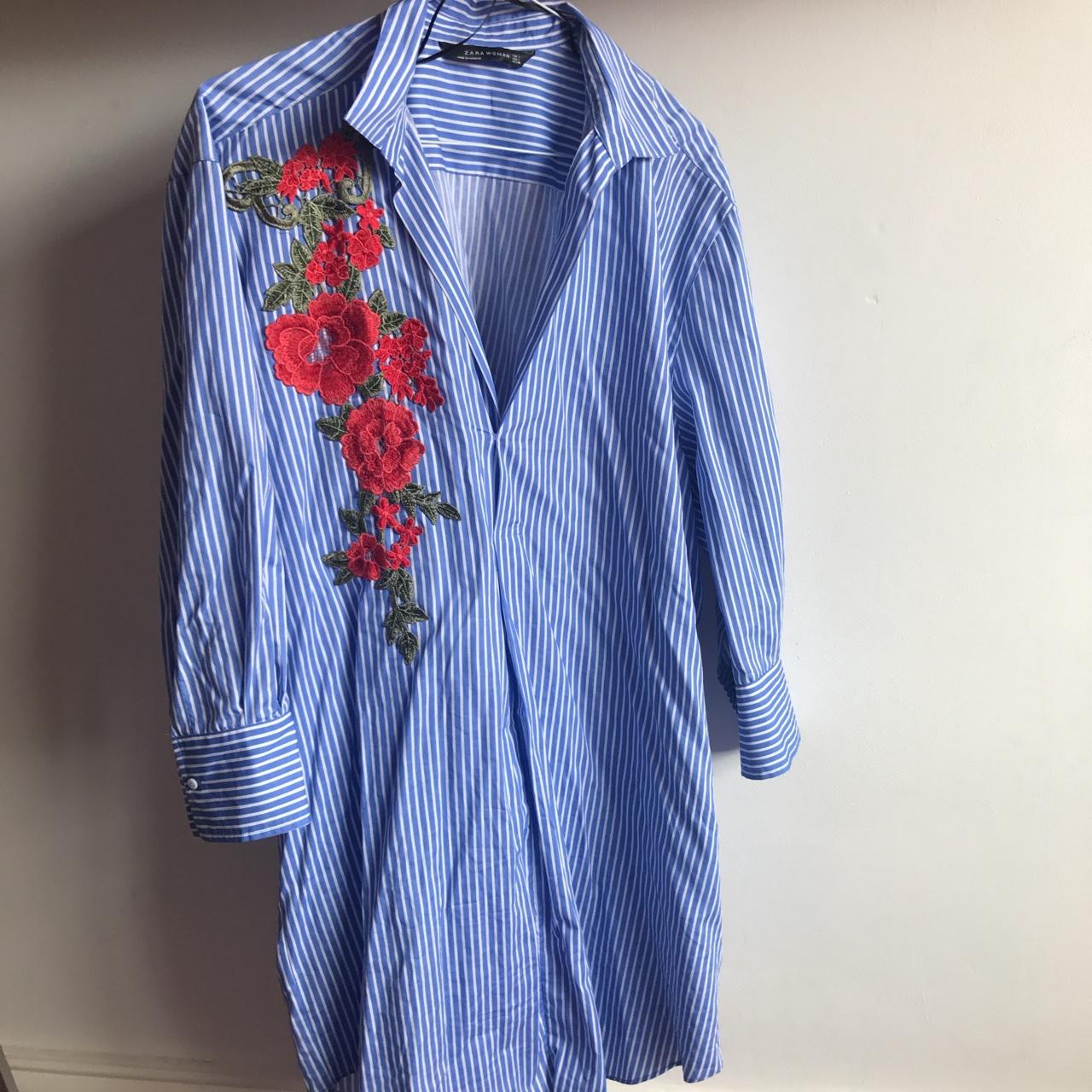 Brand New Zara Blue Striped Shirt Dress , Only Worn... - Depop