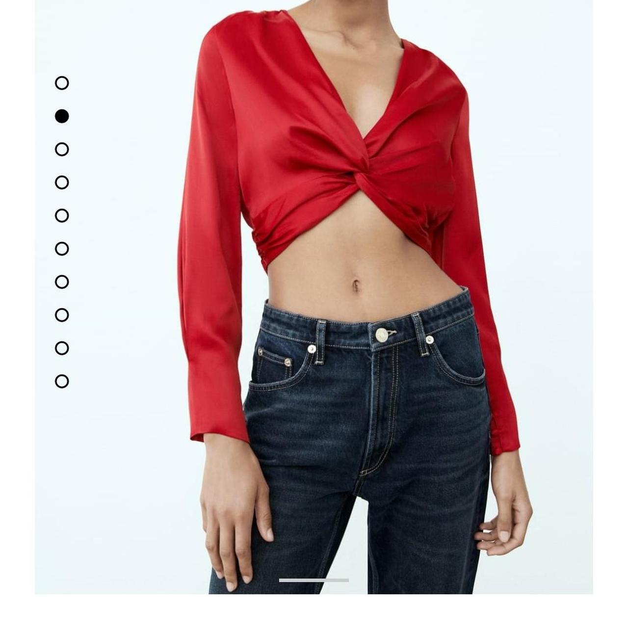 Red cropped long sleeve top new from Zara. Perfect... Depop