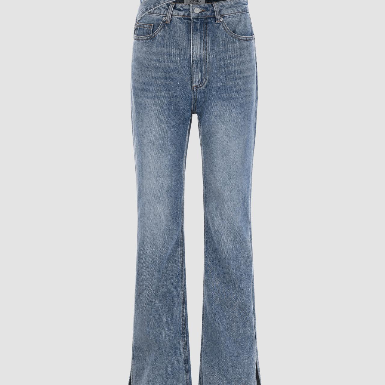 Cider Y2k HIP Double Waisted Flared Denim Jeans... Depop