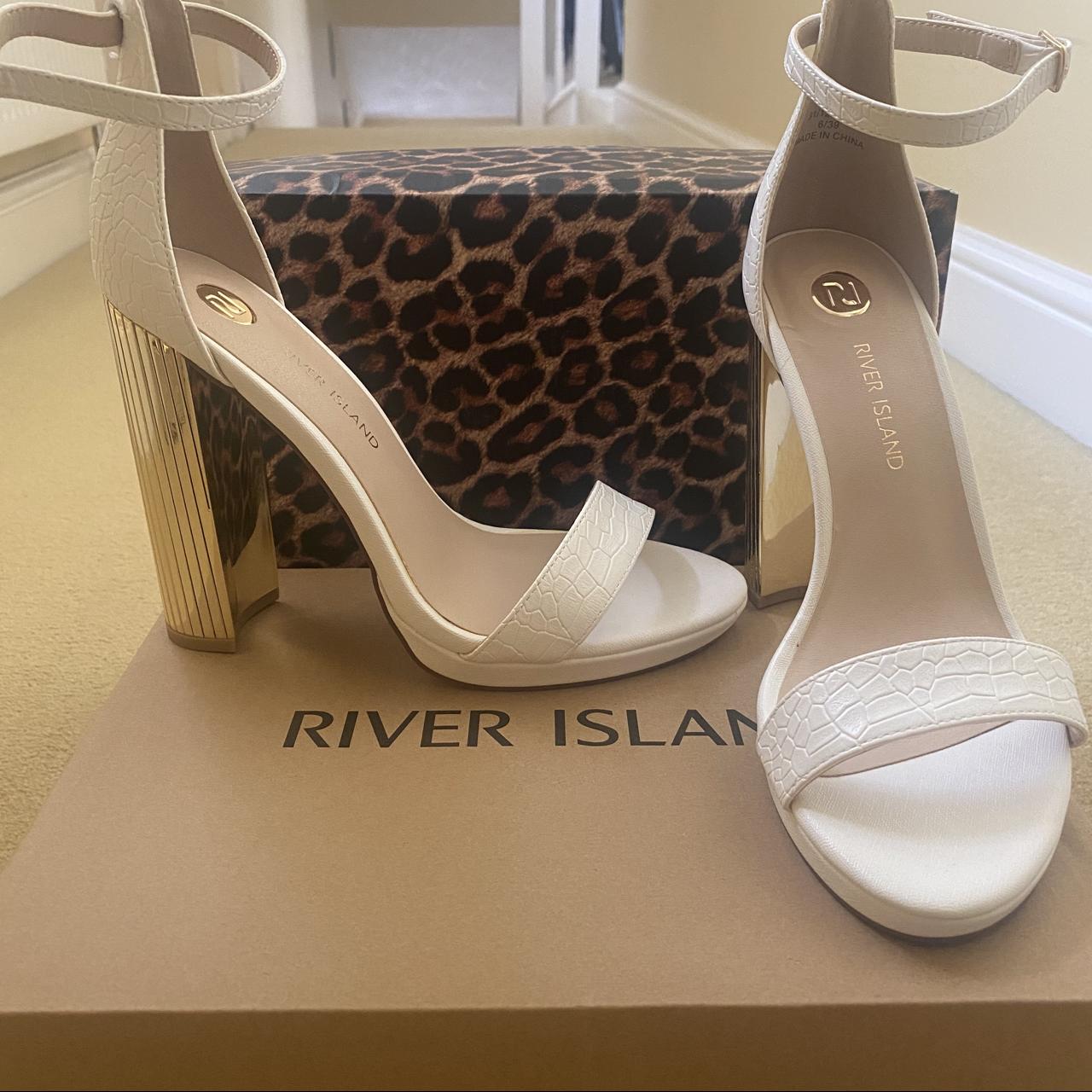 River island gold block hot sale heels