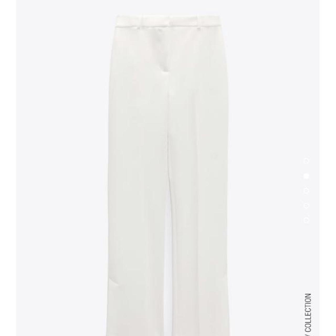 Zara oyster white straight leg trousers size XS. - Depop
