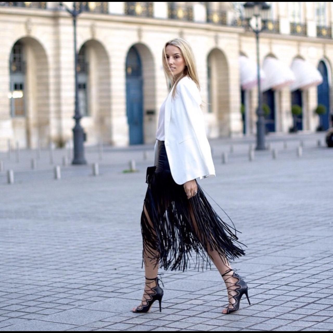 Black suede tassel H M skirt Never worn Real suede Depop