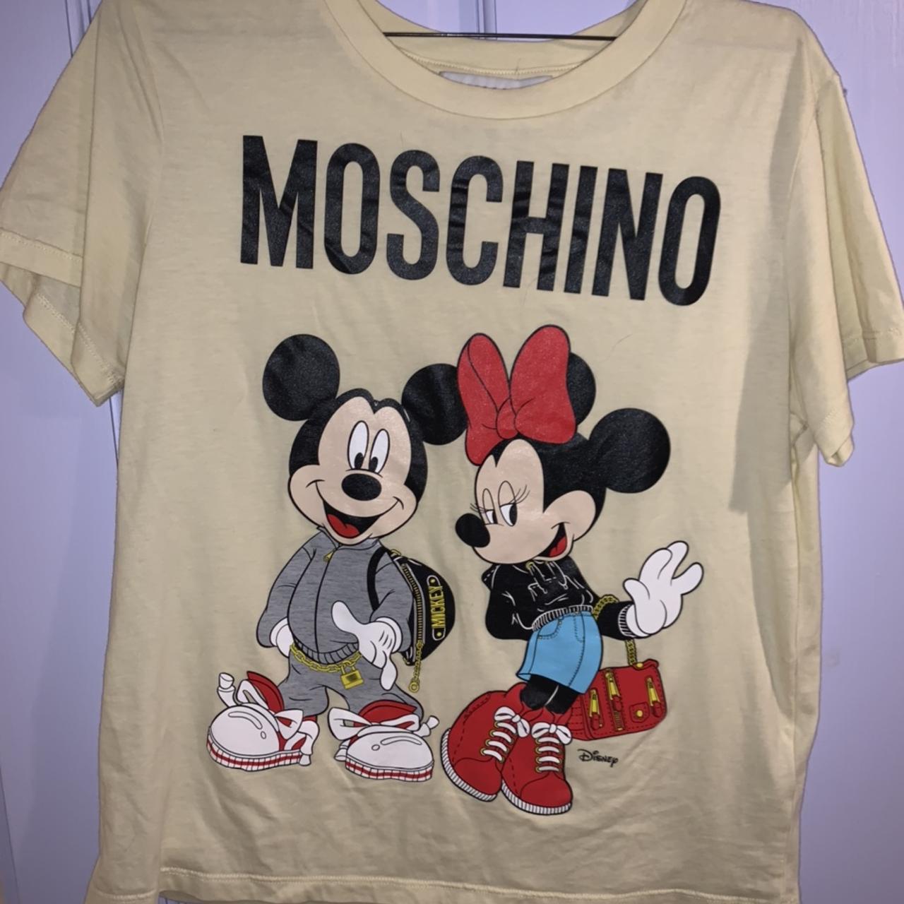 HM Moschino t shirt mickey mouse yellow Size... - Depop
