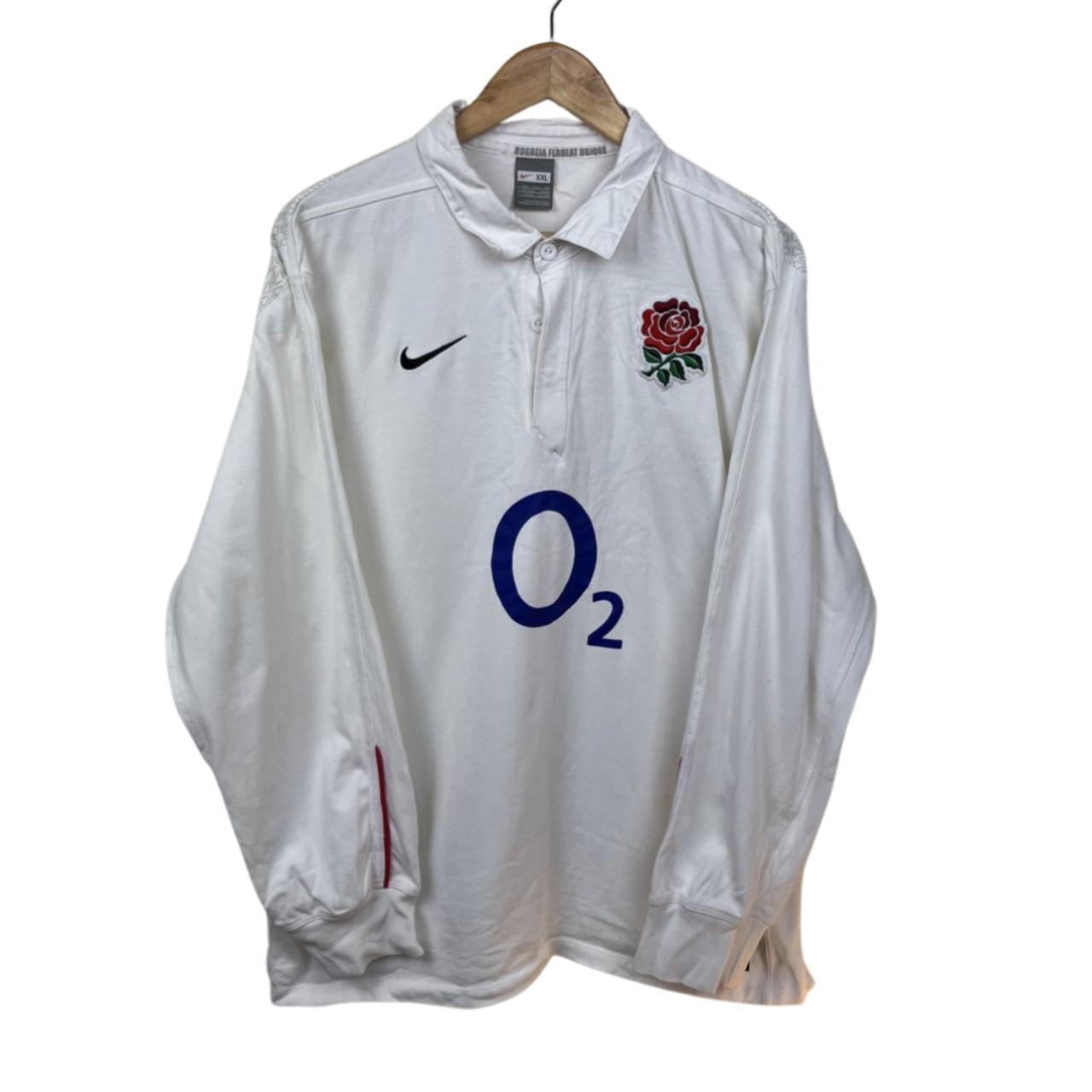 Vintage England Rugby Shirt -White, Long sleeve and... - Depop