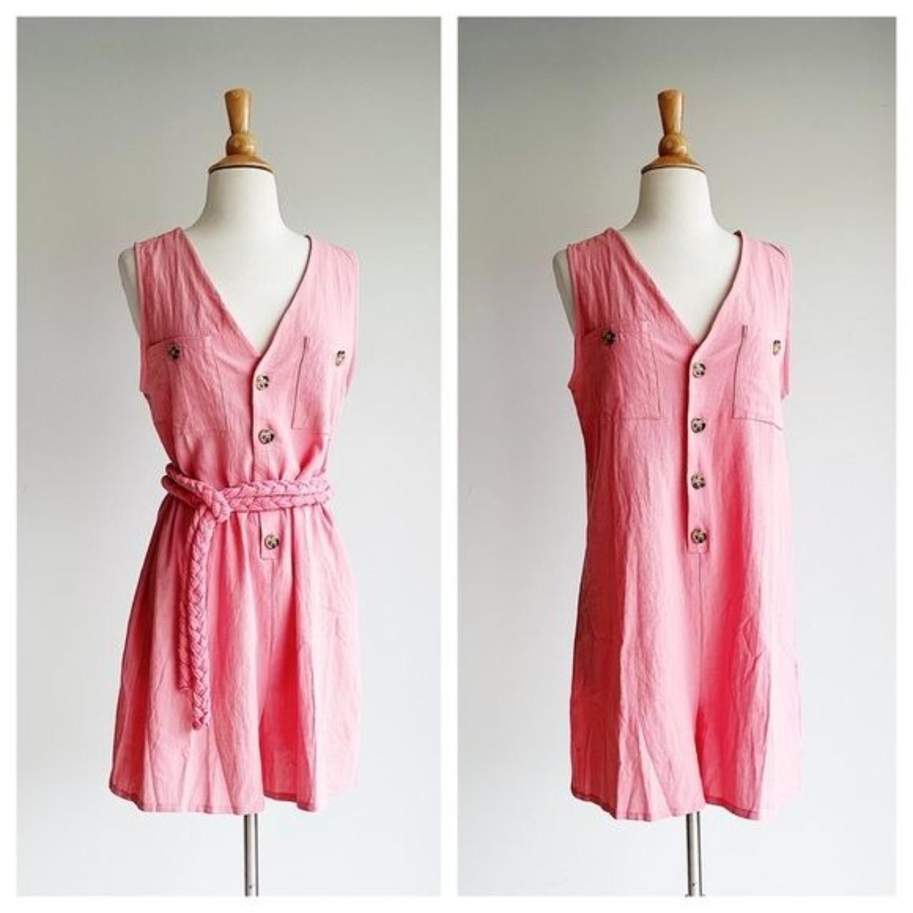 Product Image 1 - Pink V-Neck Buttoned Romper, size