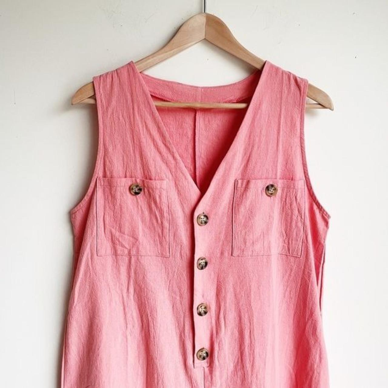 Product Image 4 - Pink V-Neck Buttoned Romper, size