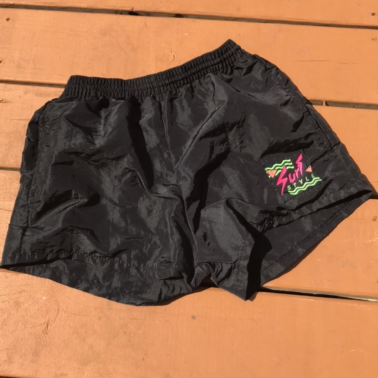 Vintage Surf Style Swim Shorts with neon logo!