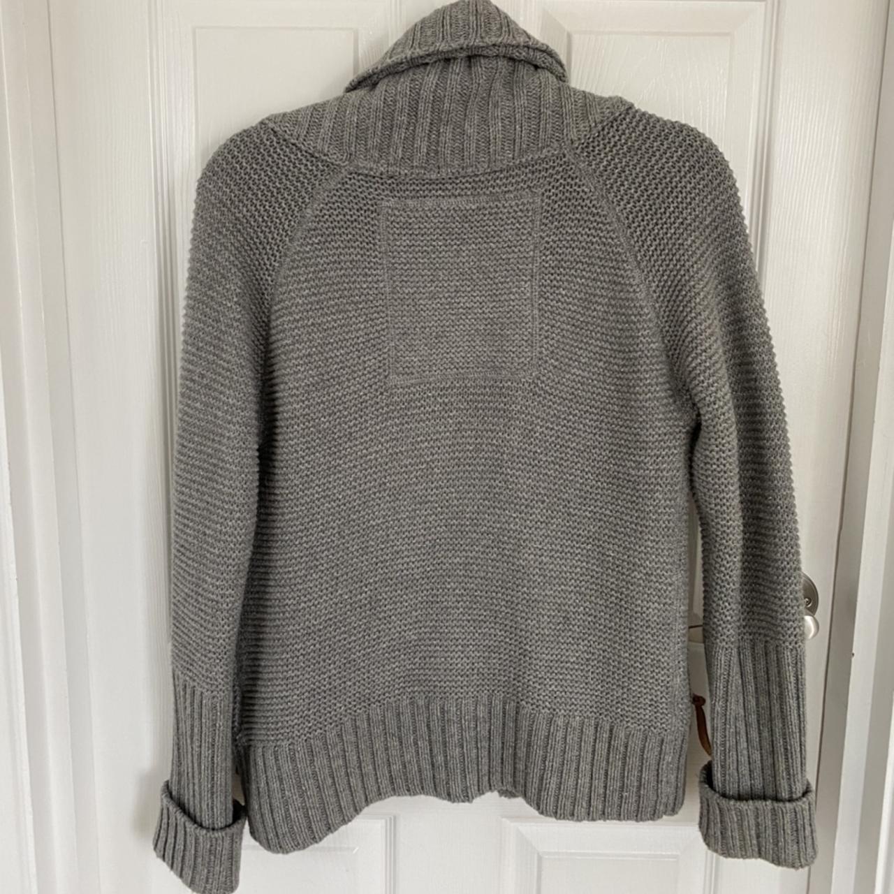 Superdry chunky knit grey cardigan with tort-effect... - Depop