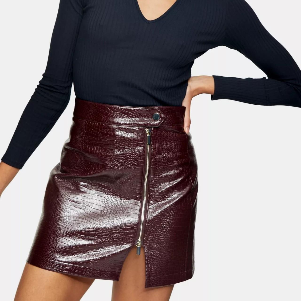 Burgundy faux leather outlet skirt uk